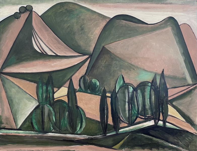 Vallon, cyprès, arbres, juillet 1978