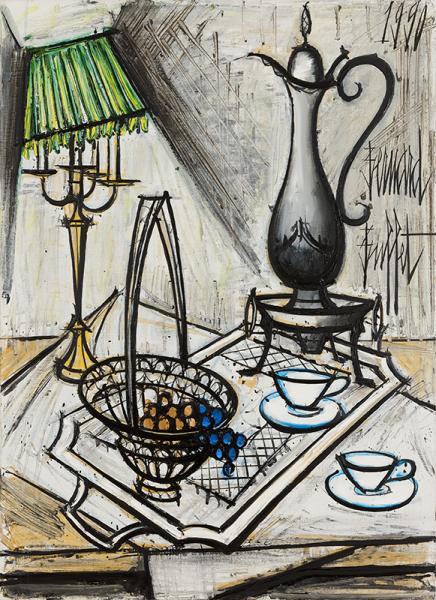 Lampe, panier de fruits et théière, 1990